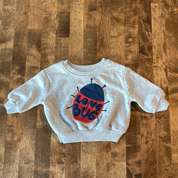 NEW Old Navy Baby Lady Bug Grey Sweatshirt 0-3 Months - Picture 3 of 9